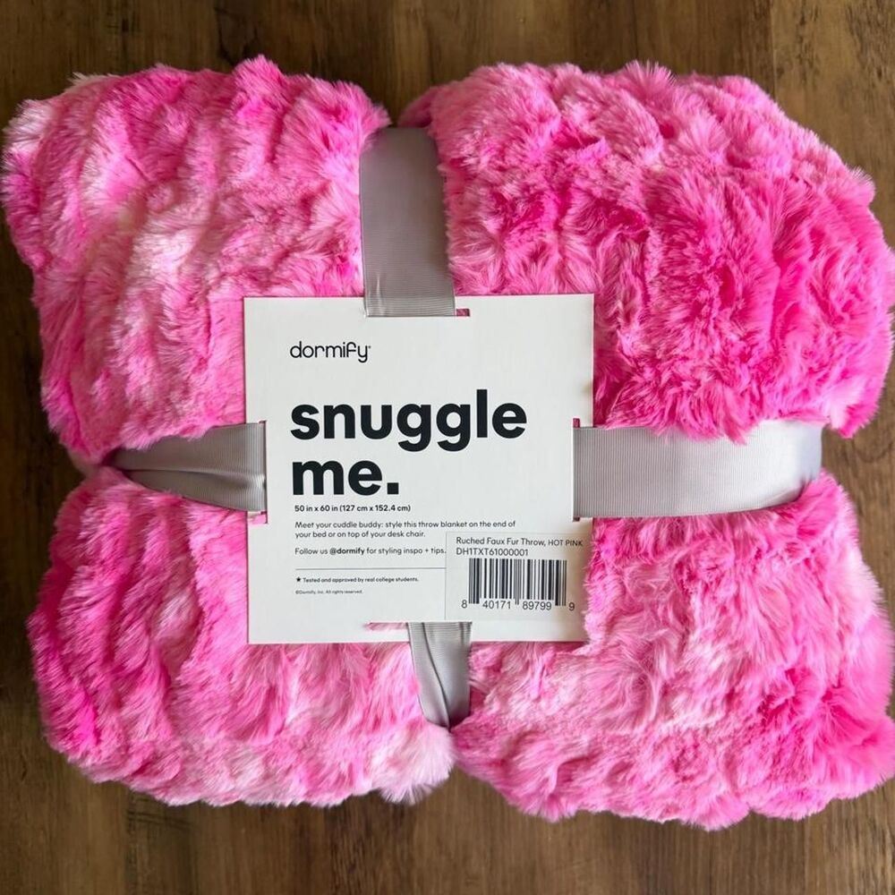 Hot Pink Faux Fur Super Soft Throw Blanket 50x60in